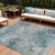 10' X 14' Teal Blue And Beige Abstract Washable Indoor Outdoor Area Rug - 880016663686