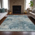 10' X 14' Teal Blue And Beige Abstract Washable Indoor Outdoor Area Rug - 880016663686
