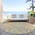 8' Gold And Gray Round Floral Washable Indoor Outdoor Area Rug