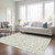 9' X 12' Green And Beige Geometric Washable Indoor Outdoor Area Rug