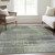 10' X 14' Artichoke Green Purple And Fern Green Striped Washable Indoor Outdoor Area Rug