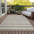 8' X 10' Beige Striped Washable Non Skid Indoor Outdoor Area Rug