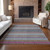 10' X 14' Taupe Purple And Blue Striped Washable Indoor Outdoor Area Rug