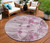 8' Plum Mauve And Pink Round Floral Washable Indoor Outdoor Area Rug