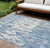 10' X 14' Denim Blue And Ivory Abstract Washable Indoor Outdoor Area Rug Transitional Style - Denim Blue, Ivory Color