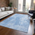 8' X 10' Denim Blue And Ivory Abstract Washable Indoor Outdoor Area Rug - 608219391645