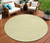 8' Yellow And Ivory Round Geometric Washable Indoor Outdoor Area Rug