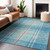 9' X 12' Teal Blue Gray And Brown Plaid Washable Indoor Outdoor Area Rug