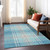 9' X 12' Teal Blue Gray And Brown Plaid Washable Indoor Outdoor Area Rug