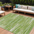 8' X 10' Green And Ivory Striped Washable Indoor Outdoor Area Rug Transitional Style - Green, Ivory Color