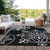 10' X 14' Black Gray And Ivory Floral Medallion Washable Indoor Outdoor Area Rug