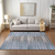 9' X 12' Sky Blue And Denim Blue Striped Washable Indoor Outdoor Area Rug