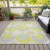8' X 10' Yellow Mint Green And Beige Ogee Washable Indoor Outdoor Area Rug
