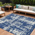 9' X 12' Navy Blue And Ivory Abstract Washable Indoor Outdoor Area Rug Transitional Style - Navy Blue, Ivory Color