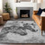 8' X 10' Gray And Silver Horse Washable Indoor Outdoor Area Rug