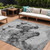 8' X 10' Gray And Silver Horse Washable Indoor Outdoor Area Rug