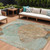 9' X 12' Teal Blue And Copper Abstract Washable Indoor Outdoor Area Rug