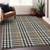 8' X 10' Black Gold And Ivory Plaid Washable Indoor Outdoor Area Rug