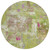 8' Lime Green Ivory And Pink Round Abstract Washable Indoor Outdoor Area Rug