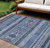 8' X 10' Navy Blue And Denim Blue Southwestern Washable Indoor Outdoor Area Rug