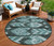 8' Teal Blue Aqua And Charcoal Round Southwestern Washable Indoor Outdoor Area Rug