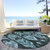 8' Teal Blue Aqua And Charcoal Round Southwestern Washable Indoor Outdoor Area Rug