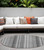 8' Round Gray Round Striped Washable Non Skid Indoor Outdoor Area Rug - 608219084240