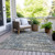 9' X 12' Denim Blue And Gray Geometric Washable Indoor Outdoor Area Rug