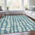 9' X 12' Teal Blue And Ivory Abstract Washable Indoor Outdoor Area Rug Transitional Style - Teal Blue, Ivory Color