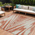 10' X 14' Salmon And Ivory Abstract Washable Indoor Outdoor Area Rug Transitional Style - Salmon, Ivory Color