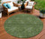 8' Olive Green And Green Round Floral Washable Indoor Outdoor Area Rug