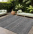 10' X 14' Gray Striped Washable Non Skid Indoor Outdoor Area Rug