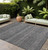 10' X 14' Gray Striped Washable Non Skid Indoor Outdoor Area Rug