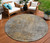 8' Gray Silver And Charcoal Round Abstract Washable Indoor Outdoor Area Rug