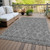 9' X 12' Gray Silver And Charcoal Floral Washable Indoor Outdoor Area Rug
