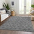 9' X 12' Gray Silver And Charcoal Floral Washable Indoor Outdoor Area Rug