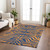 8' X 10' Navy Blue And Pink Animal Print Washable Indoor Outdoor Area Rug
