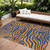 8' X 10' Navy Blue And Pink Animal Print Washable Indoor Outdoor Area Rug