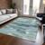 10' X 14' Sage Teal Blue And Navy Blue Abstract Washable Indoor Outdoor Area Rug