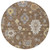 8' Chocolate Taupe And White Round Floral Washable Indoor Outdoor Area Rug