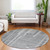 8' Gray And Silver Round Striped Washable Indoor Outdoor Area Rug - 608219258504