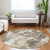 8' Round Taupe and Ivory Round Floral Washable Non Skid Indoor Outdoor Area Rug
