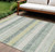 8' X 10' Pale Aqua And Lime Green Striped Washable Indoor Outdoor Area Rug