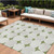 9' X 12' Green And Beige Abstract Washable Indoor Outdoor Area Rug