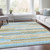 8' X 10' Sky Blue And Denim Blue Striped Washable Indoor Outdoor Area Rug