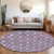 8' Purple And Ivory Round Geometric Washable Indoor Outdoor Area Rug - 608219010379