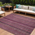 9' X 12' Pink Mauve And Blush Striped Washable Indoor Outdoor Area Rug