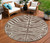 8' Brown And Beige Round Animal Print Washable Indoor Outdoor Area Rug