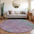 8' Lavender And Teal Blue Round Abstract Washable Indoor Outdoor Area Rug