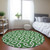 8' Emerald And Ivory Round Geometric Washable Indoor Outdoor Area Rug